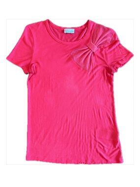Red Valentino Fuchsia Mesh Dotted Bow T-Shirt  Size Medium